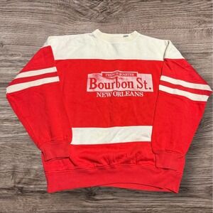 Vintage 90s New Orleans Bourbon St Sweatshirt Mens XL Red Baggy